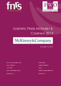 SCIENTIFIC PRIZES MCKINSEY & COMPANY 2013 OCTOBER 16, 2013  Pour tout renseignement: