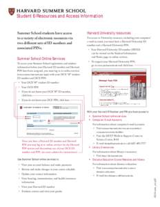 Student E-Resources and Access Information  Summer School students have access to a variety of electronic resources via two different sets of ID numbers and associated PINs.