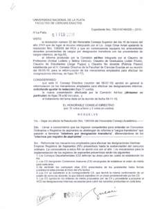 UNIVERSIDAD NACIONAL DE LA PLATA FACULTAD DE CIENCIAS EXACTAS Expediente Nrolit La Plata, O7