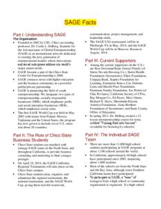 SAGE Facts Part I: Understanding SAGE The Organization 