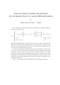 Large time behavior, Lyapunov functionals and the rearrangement theory for a nonlocal diﬀerential equation by Thanh Nam NGUYEN  (NIMS)