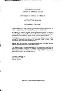 AUSTRALIAN CAPITAL TERRITORY  JUSTICES OF THE PEACE ACT 1989 APPOINTMENT OF JUSTICES OF THE PEACE