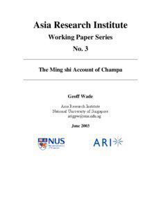 Asia Research Institute Working Paper Series No. 3