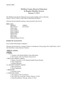 January 9, 2014  McMinn County Board of Education In Regular Monthly Session January 9, 2014 The McMinn County Board of Education met in regular monthly session on Thursday,