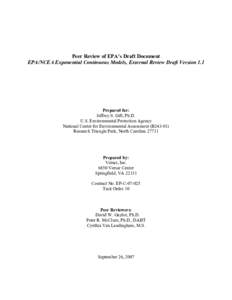 EPA/NCEA Exponential Continuous Models, External Review Draft Version 1.1