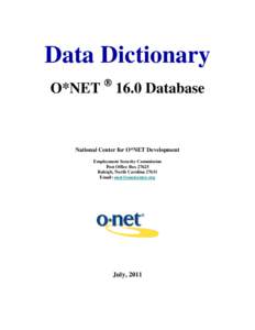 Occupations / Standard Occupational Classification System / Occupational Information Network / Metadata / Database / Database management systems / Information / Data