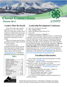 Clover Connections January 2015 Leadership Development Conference  Leaders Must Re-Enroll