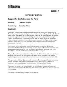 MM21.6 NOTICE OF MOTION Support for Cricket Across the Pond