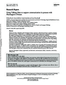 INT. J. LANG. COMM. DIS, iFirst Article, 1–14 Research Report Using Talking Mats to support communication in persons with