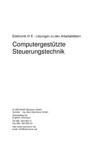 Elektronik IV E - Lösungen zu den Arbeitsblättern  Computergestützte