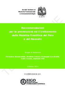 Raccomandazioni per la prevenzione ed il trattamento della MEFN  Società Italiana di Medicina Trasfusionale  N