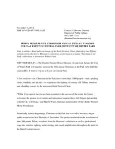 November 3, 2014 FOR IMMEDIATE RELEASE Contact: Catherine Hinman Director of Public Affairs[removed]