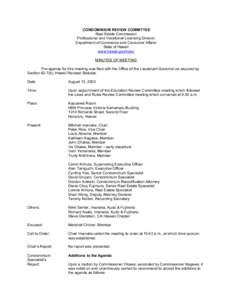 CONDOMINIUM REVIEW COMMITTEE Real Estate Commission Professional and Vocational Licensing Division Department of Commerce and Consumer Affairs State of Hawaii www.hawaii.gov/hirec