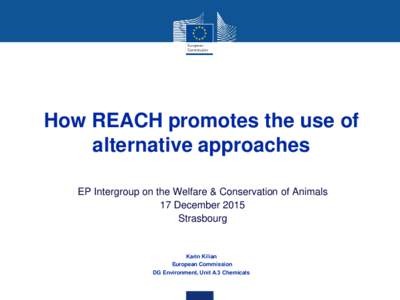 How REACH promotes the use of alternative approaches EP Intergroup on the Welfare & Conservation of Animals 17 December 2015 Strasbourg