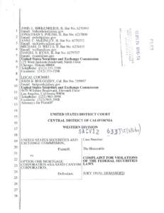 SEC Complaint: Option One Mortgage Corporation n/k/a Sand Canyon Corporation