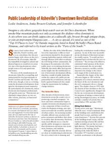 P O P U L A R  G O V E R N M E N T Public Leadership of Asheville’s Downtown Revitalization Leslie Anderson, Anita Brown-Graham, and Jennifer Lobenhofer