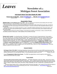 Leaves  Newsletter of the Michigan Forest Association[removed]South Clinton Trail, Eaton Rapids, MI 48827