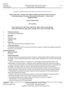 Nigeria-Abuja: EDF — Support to the Regional Authorising Officer (Ecowas Commission) in the implementation of European Development Fund projects — results 2 and 3