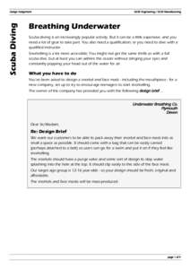 Scuba Diving  Design Assignment GCSE Engineering / GCSE Manufacturing