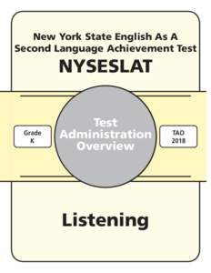 New York State English As A Second Language Achievement Test NYSESLAT  Grade