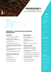 MONGOOSEIM PLATFORM FOR BUILDING HIGH PERFORMANCE MESSAGING SYSTEMS MONGOOSEIM version 2.1.0