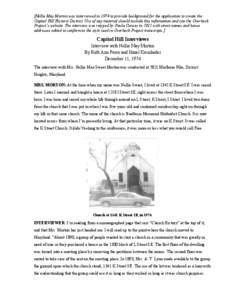 [Nellie May Morton was interviewed in 1974 to provide background for the application to create the Capitol Hill Historic District. Use of any material should include this information and cite the Overbeck Project’s web