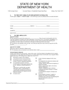 NYS Department of Health Freedom of Information Law Request Form