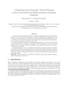 A Small Trip in the Untranquil∗ World of Genomes A survey on the detection and analysis of genome rearrangement breakpoints Claire Lemaitre  1,2,