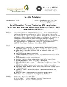 Microsoft Word - Arts Education SPI forum press advisory[removed]doc