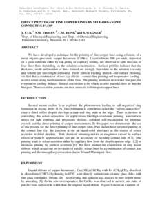 Materials Development for Direct Write Technologies, D. B. Chrisey, D. Gamota, H. Helvajian and D. P. Taylor, Eds., Materials Research Society, Pittsburgh, PA, Vol. 624, [removed]DIRECT PRINTING OF FINE COPPER LINE