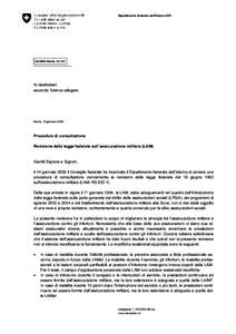 Dipartimento federale dell’interno DFI  CH-3003 Berna, SG-DFI Ai destinatari secondo l’elenco allegato