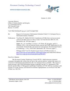 Pavement Coatings Technology Council www.Pavementcouncil.org October 21, 2014 Associate Director Office of Science Quality and Integrity