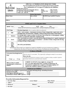 SPECIAL AUTHORIZATION REQUEST FORM