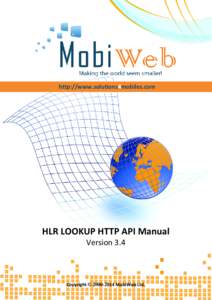 http://www.solutions4mobiles.com  HLR LOOKUP HTTP API Manual Version 3.4  Copyright © MobiWeb Ltd.