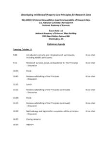 Developing Intellectual Property Law Principles for Research Data RDA-CODATA Interest Group (IG) on Legal Interoperability of Research Data U.S. National Committee for CODATA National Academy of Sciences Room NAS 118 Nat