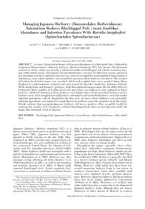 COMMUNITY AND ECOSYSTEM ECOLOGY  Managing Japanese Barberry (Ranunculales: Berberidaceae) Infestations Reduces Blacklegged Tick (Acari: Ixodidae) Abundance and Infection Prevalence With Borrelia burgdorferi (Spirochaetal