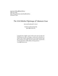 Journal of Buddhist Ethics ISSNhttp://blogs.dickinson.edu/buddhistethics Volume 18, 2011  The 1918 Shikoku Pilgrimage of Takamure Itsue