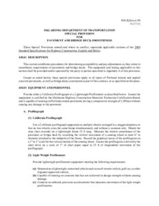 430-2QA(a-i[removed]OKLAHOMA DEPARTMENT OF TRANSPORTATION SPECIAL PROVISION FOR PAVEMENT AND BRIDGE DECK SMOOTHNESS