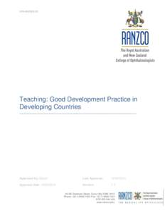 UIR[removed]V1  Teaching: Good Development Practice in Developing Countries _______________________________________________________________________________