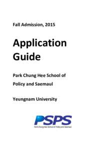 Fall	Admission,	2015 Application	 Guide