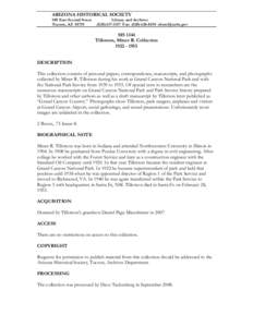 ARIZONA HISTORICAL SOCIETY 949 East Second Street Tucson, AZ[removed]Library and Archives[removed]Fax: ([removed]removed]