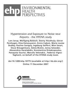 ENVIRONMENTAL HEALTH PERSPECTIVES Hypertension and Exposure to Noise near Airports - the HYENA study