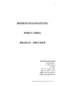 1  BEDIENUNGSANLEITUNG PORTA-THIEL