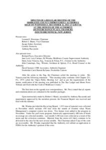 MINUTES OF A REGULAR MEETING OF THE MIDDLESEX COUNTY IMPROVEMENT AUTHORITY HELD ON WEDNESDAY, DECEMBER 12, 2012 AT 6:00 P.M. AT THE OFFICES OF THE AUTHORITY 101 INTERCHANGE PLAZA, CRANBURY (SOUTH BRUNSWICK), NEW JERSEY