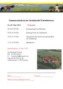 Sommerausritt in der Strafanstalt Wauwilermoos Sa, 28. Juni 2014 Programm[removed]Uhr