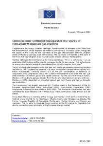 EUROPEAN COMMISSION  PRESS RELEASE Brussels, 27 August[removed]Commissioner Oettinger inaugurates the works of