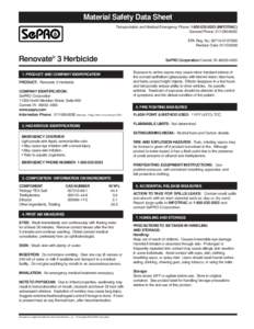 Material Safety Data Sheet Transportation and Medical Emergency Phone: INFOTRAC) General Phone: EPA Reg. No.: Revision Date: 