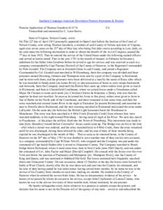 Southern Campaign American Revolution Pension Statements & Rosters Pension Application of Thomas Goodwin S13176 Transcribed and annotated by C. Leon Harris. VA