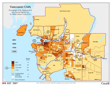 Vancouver CMA Percentage of the Population in Low Income Before Tax by 2006 Census Tracts (CTs)  Greater Vancouver A (part)