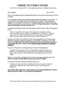 Total institutions / Oregon Ballot Measure 11 / Criminology / Mandatory sentencing / Oregon / Incarceration / Prison / Department of Corrections / Oregon Ballot Measure 61 / Crime / Law enforcement / Penology